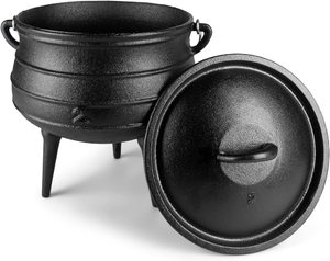 Vente flash : Pot à frire <span class=keywords><strong>en</strong></span> <span class=keywords><strong>fonte</strong></span> pour cuisson au feu de camp, potjie pot de camping avec couvercle, compatible gaz et induction, passe au lave-vaisselle et au four - Product Image 1