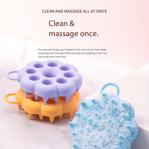 Cepillo de Silicona con Forma de Flor para Cabello Húmedo/Seco, Dispositivo de Masaje para el Cuero Cabelludo, para Adultos, Hombres y Mujeres, Elimina la Suciedad del Cabello, Cepillo de Limpieza para Baño - Product Image 4
