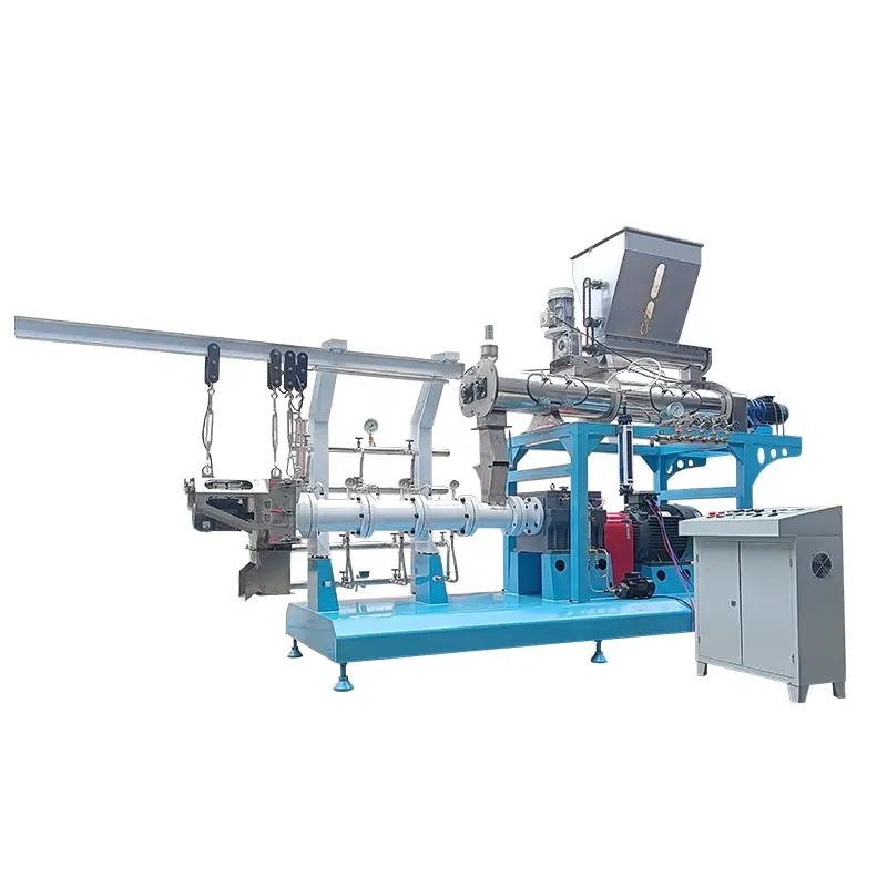 Floating fish feed extrusion machinery twin screw animal fish food pellet make extruder