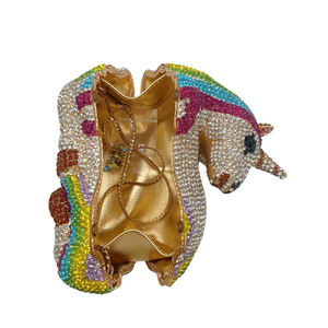 กระเป๋าราตรีคริสตัลรูปม้าสุดชิคกระเป๋าถือประดับพลอยเทียมรูปสัตว์กระเป๋าคลัทช์เพชรสำหรับงานปาร์ตี้งานพรอม - Product Image 6