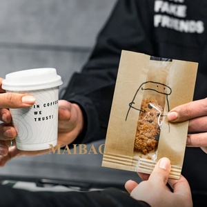 Sacchetto d'imballaggio del pane della carta Kraft dei biscotti dell'hamburger della Baguette del panino della ciambella della cera marrone bianca biodegradabile per alimento - Product Image 2