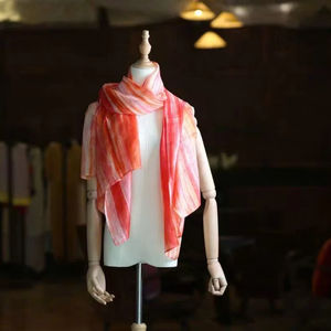 Écharpe haut de gamme en lin et soie, 70x180cm, tissage jacquard, chaude pour l'hiver, avec impression sérigraphique pour femmes - Product Image 1