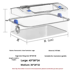 Cage à <span class=keywords><strong>hamster</strong></span> en plastique extra-large de luxe, entièrement transparente, design ours en soie dorée, style moderne, roue à courir détachable, grande - Product Image 5