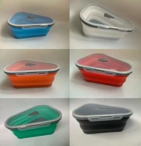 Silicone Stackable Pizza Holder Reusable Portable <b>Collapsible</b> Pizza <b>Storage</b> Container Lid 3 Compartments Leak Proof Dishwasher - Product Image 4