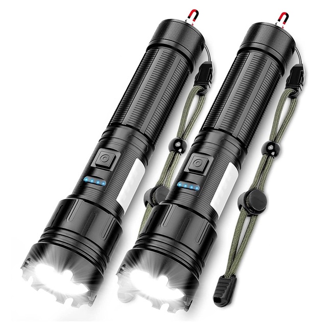 USB Rechargeable High Lumen Tactical LED Flashlight Torch COB Work Light Camping Torch
