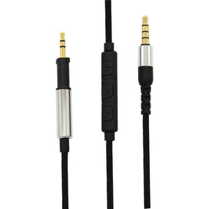 Cable de audio de 3,5 mm a 2,5 mm con micrófono de 120 cm trenzado negro para dispositivos digitales - Product Image 1