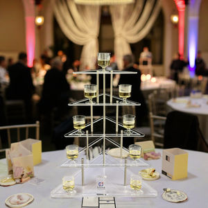 उच्च गुणवत्ता वाले स्पष्ट त्रिकोण ऐक्रेलिक शैंपेन वाइन टॉवर शादी की सजावट पार्टी के लिए डिस्प्ले रैक - Product Image 1
