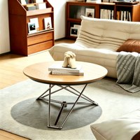 Table à manger transformable Casero Lift-and-fold Lem, table basse, table d'appoint pliante à charnières à ressort, en bois minimaliste, réglable en hauteur