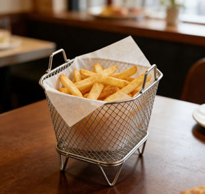 Kare Modern Paslanmaz Çelik Patates Kızartması Servis Sepeti Saplı - Parti ve Restoran/Mutfak Tezgahı Yiyecek Kızartma Tutucu - Product Image 5