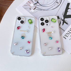 Custodia per telefono cellulare di lusso da donna coreana in stile gemma <span class=keywords><strong>trasparente</strong></span> con strass per <span class=keywords><strong>iPhone</strong></span> 17 15 16 Pro Max 13 12 <span class=keywords><strong>11</strong></span> - Product Image 3