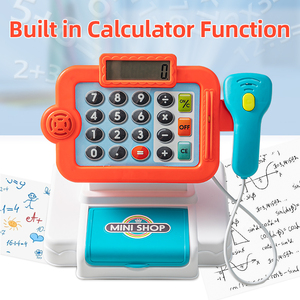 Calculadora electrónica para niños, juego de dinero de imitación, tienda de comestibles, juegos de supermercado, caja registradora, juguete con escáner - Product Image 3