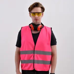 High Visibility safety vest pink hi vis security vest EN471 with logo printing 100% Polyester OEM gilet de securite enfants