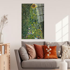 Arte en lienzo de Girasoles de Gustav Klimt: Elegante impresión floral para decoración del hogar, arte en vidrio templado - Product Image 3