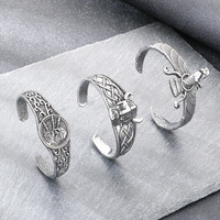 Bracelet jonc ouvert pour homme en acier titane, motif casque de guerrier, nœud celtique, épineux, étoile octogonale, œil d'Horus, style gothique viking