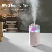 Humidificateur de voiture portable USB de style moderne, mini humidificateur de voiture avec lumière ambiante, en plastique, moins de 0,5 L, 36-45 dB, silencieux, 4 W, modèle BW2