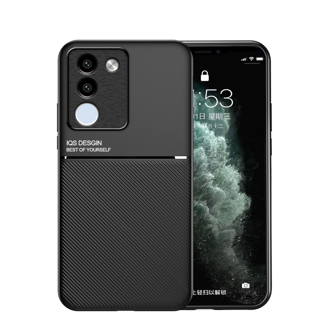 Luxury Business Soft TPU Leather Hard PC Camera Protective Mobile Phone Case for Vivo V29e V29 Pro X60