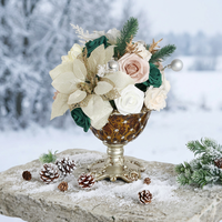 ESTICK Boîte Cadeau de Noël DIY Faite à la Main Style Américain en Résine Plastique et Mousse, Fleur de Rose Écologique pour Anniversaire et Fêtes