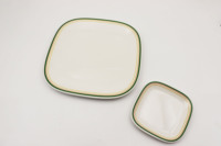 Service de vaisselle carré en mélamine durable pour la maison, motif vert, 4 pièces, assiettes classiques pour les fêtes