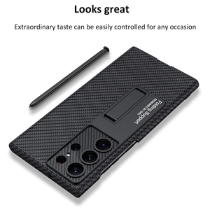 Étui de luxe en cuir végétalien pour <span class=keywords><strong>Samsung</strong></span> Galaxy <span class=keywords><strong>S23</strong></span>, coque arrière de béquille Ultra mince pour <span class=keywords><strong>Samsung</strong></span> <span class=keywords><strong>S23</strong></span> <span class=keywords><strong>Plus</strong></span>, étui rigide - Product Image 4