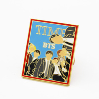 Bros baja tahan karat bunga idola Korea pin enamel lucu glitter kustom mawar emas lunak keras enamel pin kerah kpop