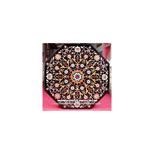 หินอ่อนสีดำรูปแปดเหลี่ยม Pietra Dura บนโต๊ะ - Product Image 1