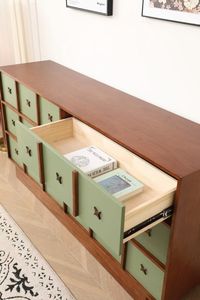 Gabinete moderno de mediados de siglo, gabinete de almacenamiento lateral de madera maciza para muebles del hogar, estilo retro, adecuado para dormitorios y salas de estar - Product Image 3