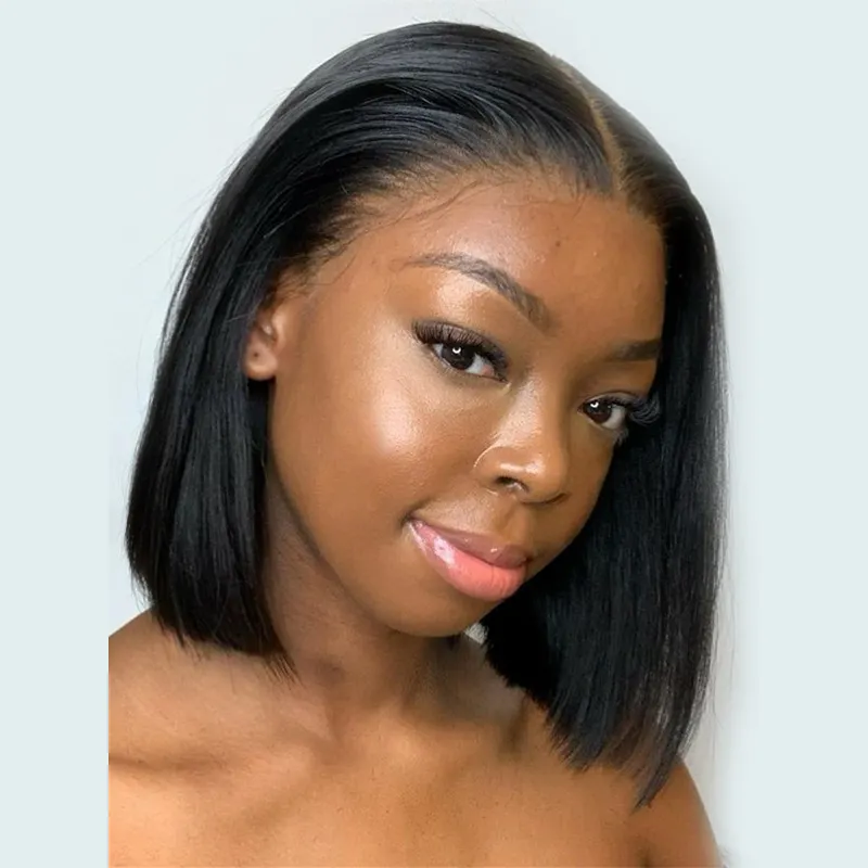 Wholesale Best Quality Wholesale 100 virgin human hair frontal wigs silky straight wave bob wigs for black women