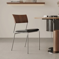 Chaise de salle à manger moderne minimaliste avec dossier en bois, style vintage, chaise de salle à manger avec structure en métal