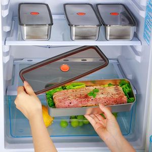 Contenedor de Almacenamiento de Alimentos Apilable de Acero Inoxidable con Tapa, Diseño Clásico, para Refrigerador, Solución de Almacenamiento para Cocina - Product Image 5