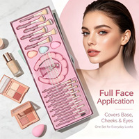 Ensemble de 26 pinceaux de maquillage, poils synthétiques doux, pinceaux pour le visage et les yeux, éponge de beauté, bandeau, kit d'outils cosmétiques tout-en-un