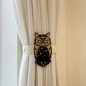 Cortina de Cuerda de Madera con Diseño Moderno de Búho de Dibujos Animados, Decoración Creativa para <span class=keywords><strong>el</strong></span> Hogar, Hebilla Artística de Corazón para Aniversario, Sin Necesidad de Perforar - Product Image 2