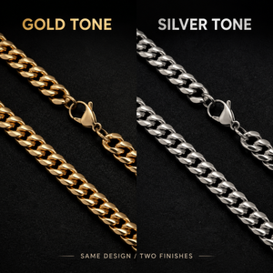 ชุดสร้อยคอและกำไลข้อมือแฟชั่นลดราคา สร้อยคิวบันสแตนเลสสตีล ชุดสร้อยคิวบันฮิปฮอปสีทองขัดเงาบางส่วน ขายส่ง - Product Image 3