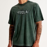 T-shirt d'été personnalisé épais pour homme, coupe oversize, en coton vintage délavé à l'acide, avec broderie appliquée et impression DTG