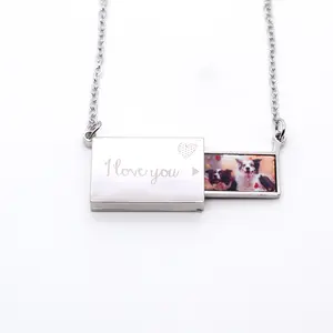 Heat Transfer Necklace Gold Silver Blank Dye Sublimation Love Drawer Necklace For Valentine's Day DIY Printing