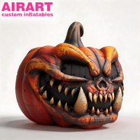Citrouille Monstre Gonflable, Décoration d'Automne Effrayante Géante, Accessoire Citrouille Maléfique à Dents Affûtées, Gonflables Personnalisés pour Halloween
