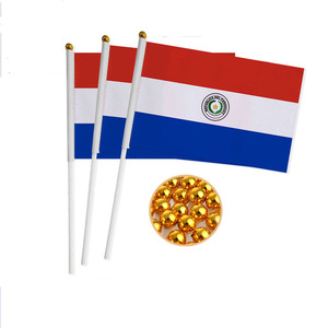 Venta al por mayor de banderas personalizadas de Paraguay de 14*21 cm, fabricantes de banderas nacionales de poliéster con asta. - Product Image 2