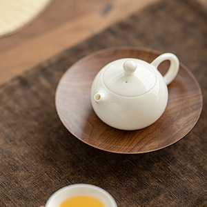 Mutton Fat Jade Ceramic Teapot Porcelain Round Xishi With Lid Kung Fu <b>Tea</b> <b>Set</b> Household Afternoon <b>Tea</b> - Product Image 2