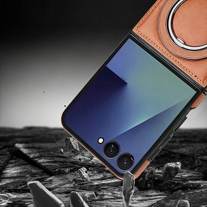 Étui de téléphone en cuir PU magnétique de luxe pour Samsung Z Flip 8 3 4 5 6 7 avec support en métal, charge sans fil, coque antichoc - Product Image 3
