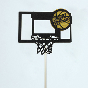 Basketball Hoop Cake Topper Die Cut Paper Birthday Decor Accessory - Product Image 1