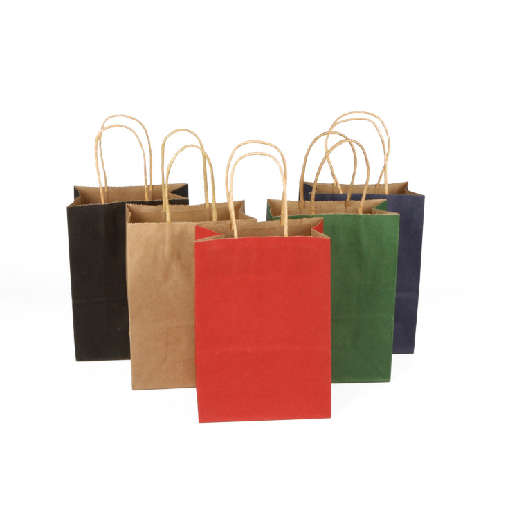 personalized craft paper packaging bag with twisted handle custom color available