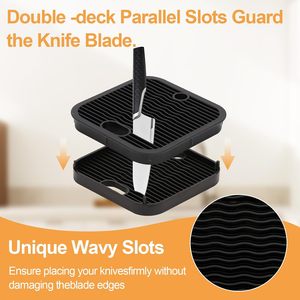 Kitchen Knife with <b>Plastic</b> Holder Stainless Steel Knife <b>Block</b> Set - Product Image 3