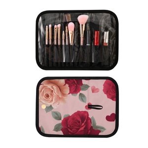 Hawaii Custom Puakenikeni <b>Lei</b> Vintage Rose Heart Printed Zipper Makeup Bag, Toiletry Bag, Brush Bag - Product Image 2