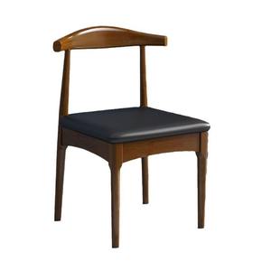 Silla de Comedor de Madera Maciza con Asiento Tapizado en Negro, Estilo Nórdico, para Hogar u Oficina - Product Image 2