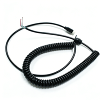 كابل حلزوني مخصص بـ 2 أو 3 أو 4 أو 5 أو 6 دبابيس من نوع Molex 5557، بمسافة بينية 4.2 مم، غلاف TPU PUR، 20AWG*6C، قطر خارجي 7.5 مم، أسود اللون