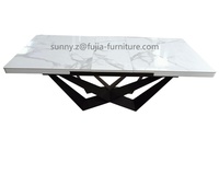 Grande table à manger en céramique noire avec plateau extensible pliable en bois, design moderne pour la maison, la cuisine et l'hôtel