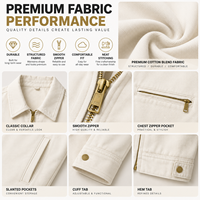 Veste de travail personnalisée pour homme, crème, zippée, col rabattu, poche poitrine, poignets boutonnés – Fabricant OEM/ODM, fournisseur en gros