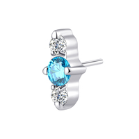 Bijou de piercing corporel sans filetage en titane ASTM F136 Eternal Metal, avec pavé de trois zircone cubique, pour boucles d'oreilles et hélix