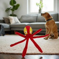 Jouet en peluche doux non toxique, pieuvre rouge en latex, jouet à mâcher durable qui couine, en stock, interactif pour jouer, mâcher et faire ses dents
