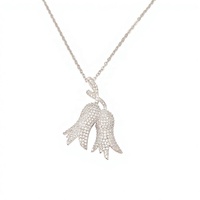 Collier Pendentif Lys du Val en Zircon de Luxe, Plaqué Rhodium, Cuivre Pavé, Fleur Clochette, Bijou Élégant pour Femme, Cadeau de Mariage Nuptial