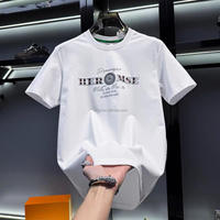 Marca de moda personalizada nueva moda Retro hombres impreso lavado y cepillado hombres cuello redondo Casual manga corta Camiseta
